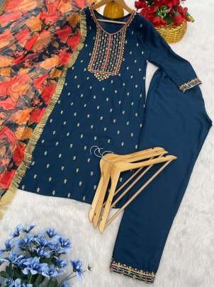 Beautiful Party wear Rayon Suit in blue colour