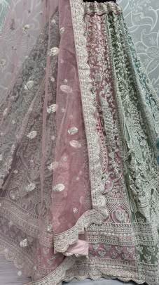 Beautiful Pastel Color Heavy Embroidered  Net Lehenga Choli