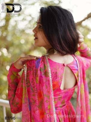 Beautiful Pink Georgette Alia Cut Kurtis