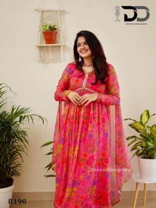 Beautiful Pink Georgette Alia Cut Kurtis