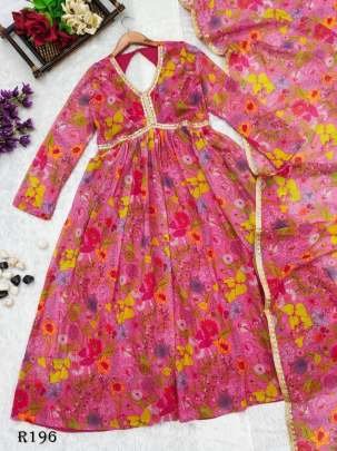 Beautiful Pink Georgette Alia Cut Kurtis