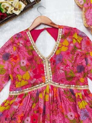 Beautiful Pink Georgette Alia Cut Kurtis