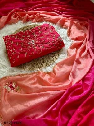 Beautiful Pink Handcrafted Work Padding Silk Saree