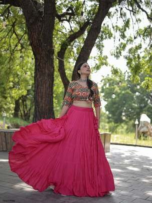 Beautiful Pink Readymade Rayon Lehenga Choli
