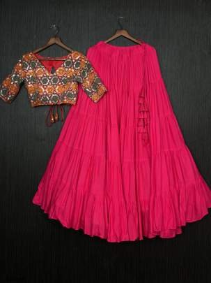 Beautiful Pink Readymade Rayon Lehenga Choli