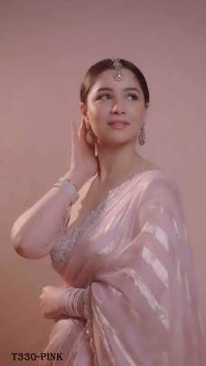 Beautiful Pink Soft Chiffon Designer Saree With  Embroidery Work