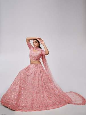 Beautiful Pink Soft Net Sequence Work Lehenga Choli