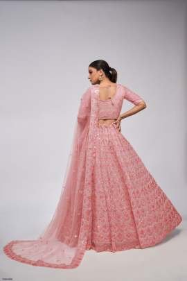 Beautiful Pink Soft Net Sequence Work Lehenga Choli