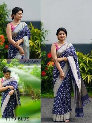 Beautiful Blue Pure Soft Banarasi Silk Saree