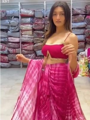 Beautiful Pure Georgette Western Drape Skirt Outfit With Shrug