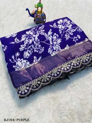 Beautiful Purple crape saree with all over floral design