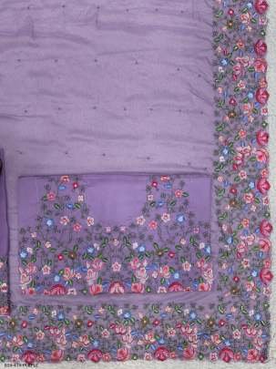 Beautiful Purple Designer Pearl Work Tibby Silk Saree