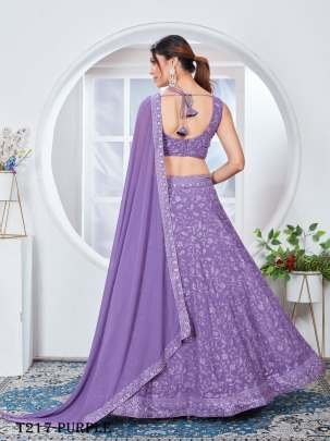 Beautiful Purple Georgette Lehenga Choli For Womens