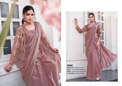 Beautiful Ready To Wear Peach Saree With Jacket