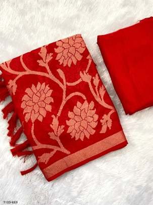 Beautiful Red Design Soft Silk Saree For Women
