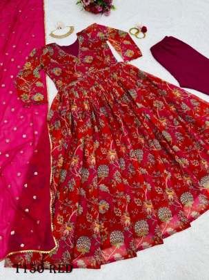 Beautiful Red Pure Georgette Suit With Sequence Work