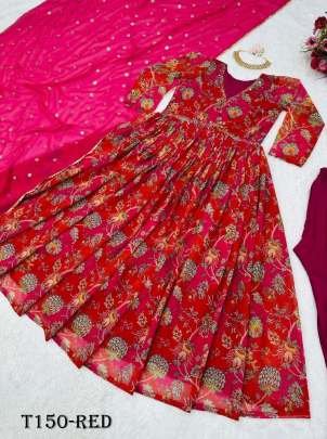 Beautiful Red Pure Georgette Suit With Sequence Work