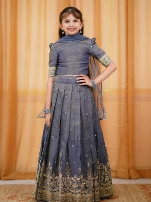 Beautiful Sequins Embroidery Work Grey Lehenga