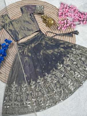 Beautiful Sequins Embroidery Work Grey Lehenga