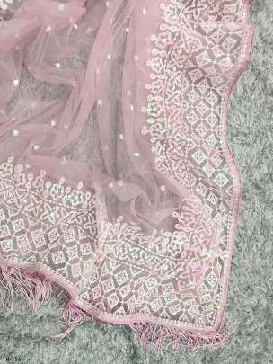 Beautiful sequins Embroidery Work Soft Net Pink Saree