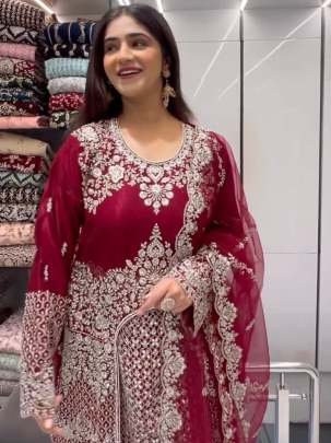 Beautiful Sequnce work Rani Color Suit Pant