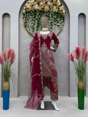 Beautiful Sequnce work Rani Color Suit Pant