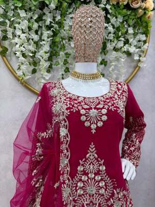 Beautiful Sequnce work Rani Color Suit Pant