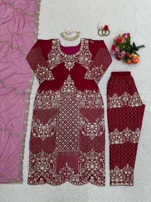 Beautiful Sequnce work Rani Color Suit Pant