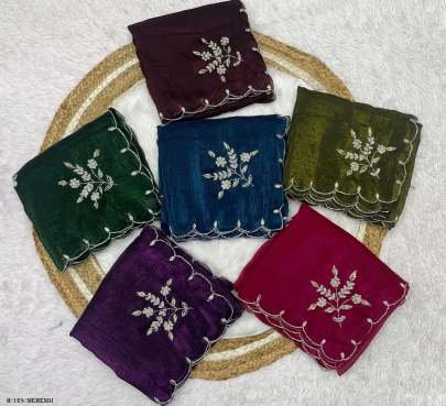 Beautiful Silk Mehendi Saree With Sequence Work