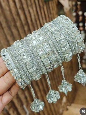 Beautiful Silver Bangles With Jhumki