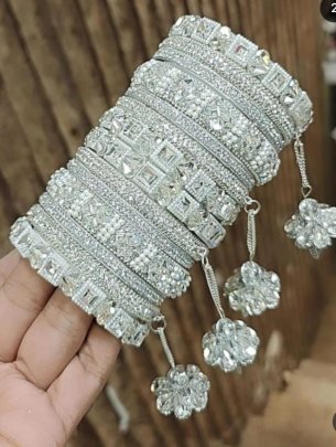 Beautiful Silver Bangles With Jhumki