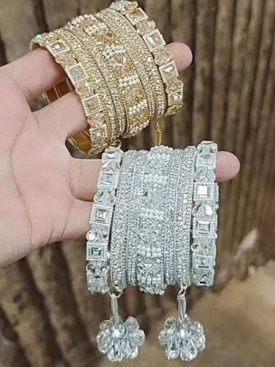 Beautiful Silver Bangles With Jhumki