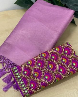 Beautiful Soft Kubera Silk Saree with Aari work unstitched blouse