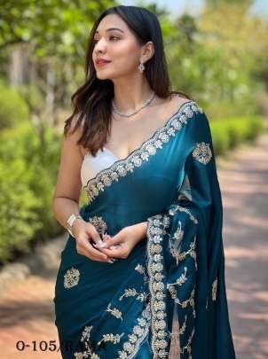 Beautiful Soft Satin Chiffon Rama Saree