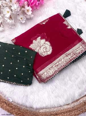 Beautiful Soft Viscose Weaving Cherry Saree