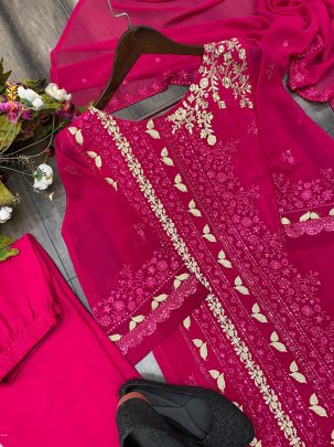Beautiful trending sequence embroidery work suit pant With dupatta