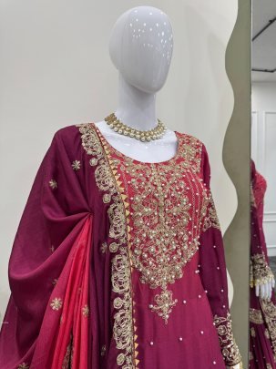 Beautiful Two Shaded Wine Colour Sharara Suit Set