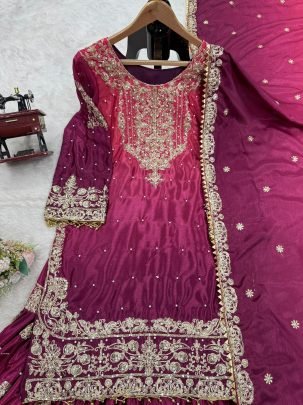 Beautiful Two Shaded Wine Colour Sharara Suit Set