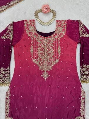 Beautiful Two Shaded Wine Colour Sharara Suit Set