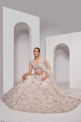 Beautiful  White Soft Net Lehenga Choli For Women