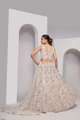 Beautiful  White Soft Net Lehenga Choli For Women