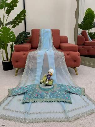 Beautifull Tebi Silk Blue Saree