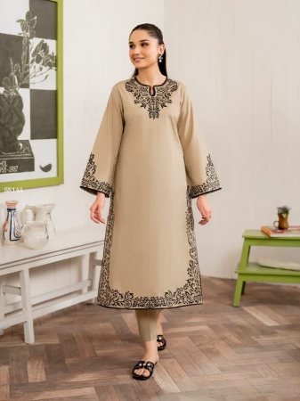 Beige Heavy Cotton Printed Kurta Pant Set with Dupatta