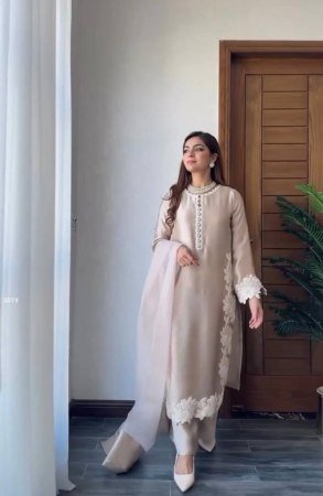Beige Natural Silk Kurta Palazzo Set with Dupatta