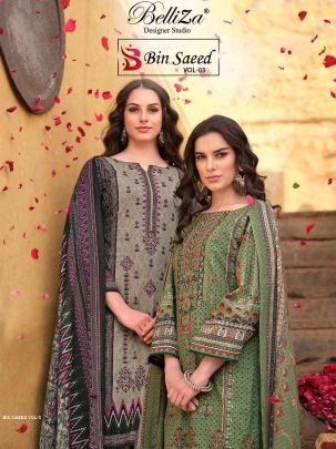 Belliza Bin Saeed Vol 3 Cotton Unstitch Dress Material