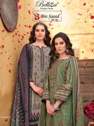 Belliza Bin Saeed Vol 3 Cotton Unstitch Dress Material