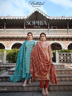 Belliza Designer Studio Sophia Vol 2 Cotton Unstitch Salwar Suit For Women