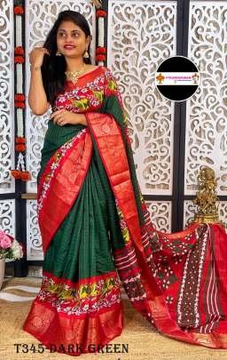 Best Dark Green Dola Silk Saree For Women