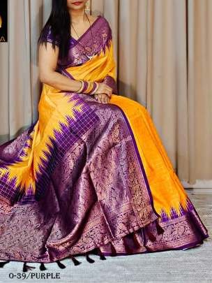 Best Ikkat Pattern Border Purple Silk Saree