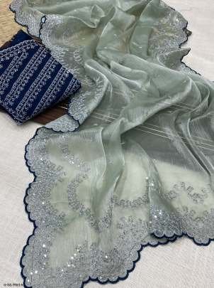 Best Luxurious Pista Colour Saree